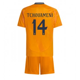 Real Madrid Aurelien Tchouameni #14 Borte skjorte til barn 2024-25 Kortermet (+ korte bukser)